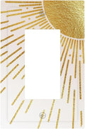 Mid Century Boho Gold Sun Abstract Sunrise Decorative Outlet Covers 1 Gang Single Rocker Light Switch Cover Plate Wall Plates GFCI Faceplate for Kids Room Home Decor