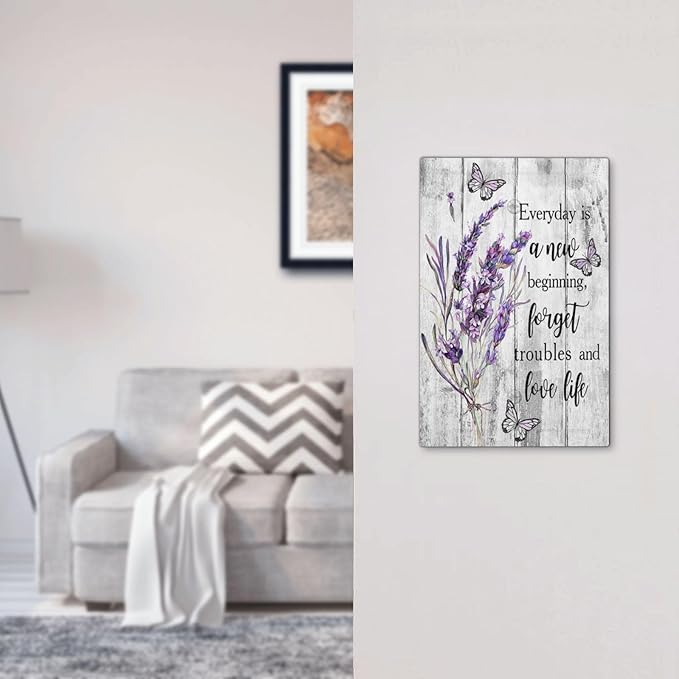 Decorative Light Switch Plate Covers Lavender Flower Purple Floral Butterfly on Plank Inspirational quotation 1 Gang No Device Single Blank Outlet Covers Wall Plate Light Switch Cover Plate