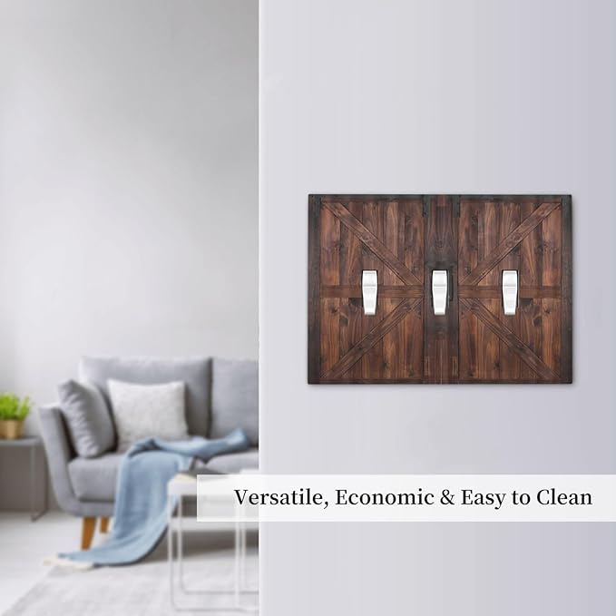 Light Switch Cover Rustic Brown Barn Door Retro Wood Plank 3 Gang Wall Plate Triple Light Switch Plate Country Toggle Decorative Outlet Covers Electrical Switchplate for Bathroom Home Decor