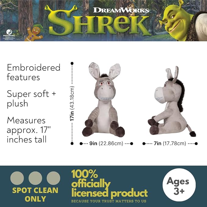 Franco Shrek Donkey Cuddle Pillow Buddy, Kids Bedding Super Soft Plush, (Officially Licensed Product) by Franco Collectibles