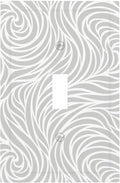 Silver Swirls 1-Gang Toggle Light Switch Plate, Modern Abstract Wave Vortex Neutral Gray Decorative Wall Plate for Contemporary Home Decor