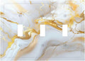 Decorative Switch Plate Cover Abstract Gold Marble Design with White & Gold 3 Gang Artistic Wall Plate Unique Triple Toggle Light Switch Covers for Modern Luxurious Decor