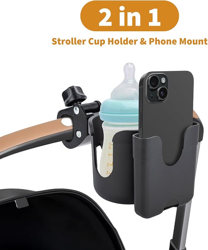 Cup Holder for Stroller Compatible with Evenflo with Phone Holder,Wagon Accessories Compatible with Evenflo,Black