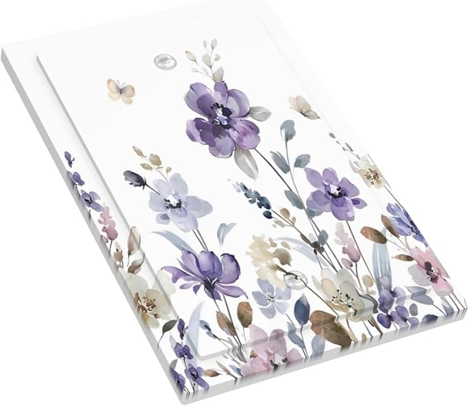 Purple Watercolor Flower Floral Butterfly Light Switch Cover Plate 1 Gang No Device Blank Electrical Wall Plates Faceplate Decorative Switch Plate Covers for Bedroom Living Room Decor