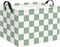 HIYAGON Rectangular Kids Basket Baby Girl Basket Fabric Storage Bin Organizer Box Room Decor(Green Checkered)