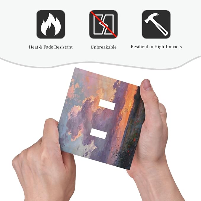 Abstract Sunset Dusk Natural Scenery Wild Flowers Decorative Switch Plates 2 Gang Double Toggle Outlet Light Switch Cover Wall Plate Electrical Faceplate for Farmhouse Bedroom Decor