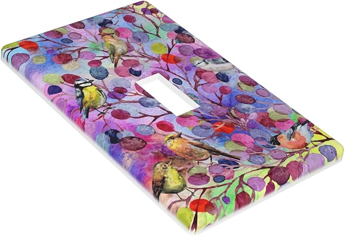 Bird Tree Painting Light Switch Cover Plates Decorative Single Toggle Wall Plate, 1 Gang Lightswitch Cover