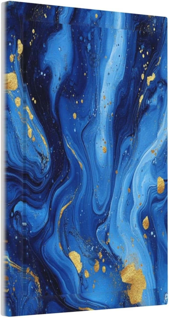 Light Switch Cover Plate Navy Blue Gold Marble Abstract Luxury 1 Gang Blank No Device Decorative Outlet Covers Electrical Wall Plate Switchplate for Bathroom Home Decor