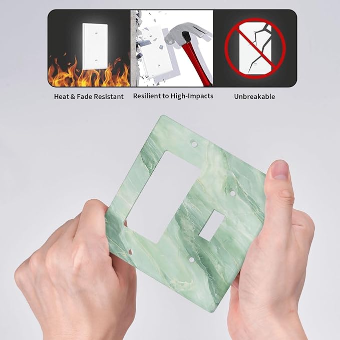 Outlet Covers Green Marble Pattern 1 Toggle 1 Rocker Combo Light Switch Cover Plate Decorative Switch Plate Covers Electrical Wall Plate for Home Bedroom Decor