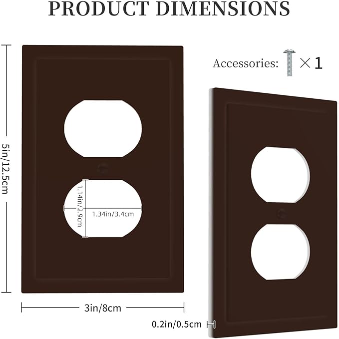 Decorative Thick Brown 1 Gang Duplex Wall Plate Receptacle Outlet Covers, Decorative Matte Frosted Coffee Brown Dual Device Device Light Switch Faceplate Cover