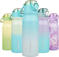 BJPKPK Insulated Water Bottle 25oz Stainless Steel Water Bottles with Straw and Carry Handle Double Wall Metal Thermal Flask,Sea Salt