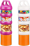 BeneLabel Stackable Food Storage Containers with Twist Lock System - BPA-Free Tritan Containers for Travel, Formula, Protein Powder, Snacks - Leakproof & Dishwasher Safe (Red and White, 31oz per)
