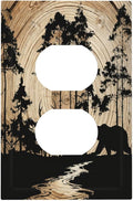 Rustic Forest Antler Black Bear Deer Silhouettes Outlet Covers 1 Gang Duplex Light Switch Cover Decorative Switch Plates Electrical Receptacle Faceplate Wall Plate for Farmhouse Home Decor