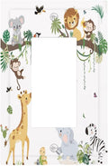 Jungle Animals Tree Branch Monkey Giraffe Lion Elephant Decorative Outlet Covers 1 Gang Single Rocker Light Switch Cover Plate Wall Plates GFCI Faceplate for Kids Room Nursery Decor