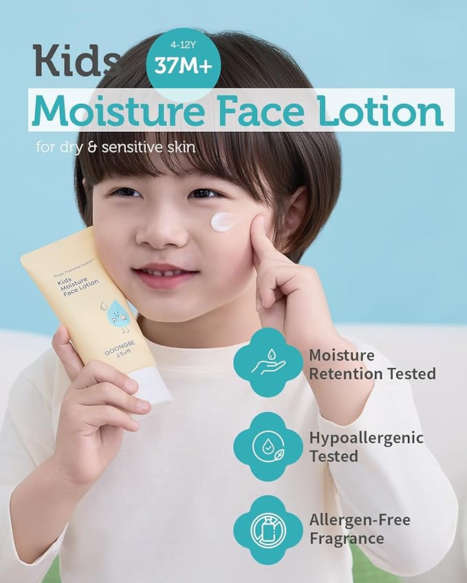 GOONGBE Kids Facial Bubble Wash and Lotion- Korean Low pH Face Cleanser & Moisturizer with Cica & Panthenol - Allergen-Free Formula 3.38 fl.oz. & 2.7 oz.