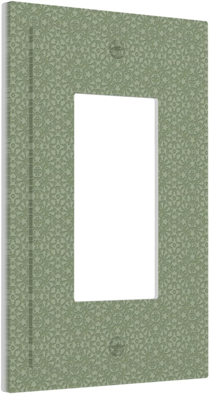Sage Green Textured Single Rocker Switch Cover - 1-Gang Standard US Size Minimalist Botanical Weave Light Switch Covers, Modern Farmhouse Linen Texture for Neutral Decor
