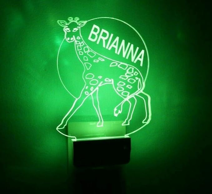 MIRROR MANIA Night Light Multi Color Personalized LED Plug-in, Ultra-Slim Touch Night Light Smart Dusk to Dawn Sensor, Kids Children's Bedroom Kitchen Bathroom Hallway Play Room Variations (Giraffe)