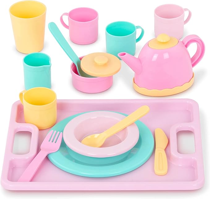 Battat – Play Circle – Dish Set – Plates, Cups, and Tea Party Toys – Kitchen Toys for Toddlers – Pretend Play – 3+ Years(34 Pieces)