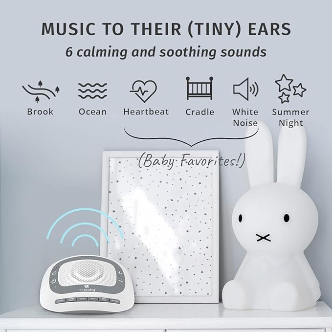 MyBaby SoundSpa White Noise Machine for Babies | 6 Soothing Lullabies for Newborns, Sound Therapy for Travel, Relaxing, Kids, Newborns, Baby Songs, Adjustable Volume, Auto-off Timer, By HoMedics