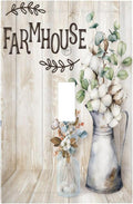Decorative Switch Plate Covers Farmhouse Floral Cotton 1 Gang Single Toggle Light Switch Cover Rustic Country Flower Jumbo Size Wall Plate Electrical Switchplate Receptacle Plug for Bathroom