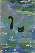 Light Switch Covers Cute Black Cat Water Lily Pond Watercolor Decorative Switch Plates 1 Gang Blank No Device Outlet Covers Electrical WallPlates for Kids Room Nursery Decor