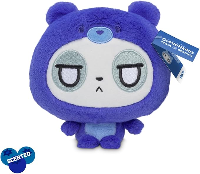 TeeTurtle Cloudheads Muffin the Panda Plush - 5-Inch Blueberry Cake Scented Teddy Berries Stuffed Animal with Embroidered Details - Soft Cuddly Plush Toys for Kids, Teens, and Adults