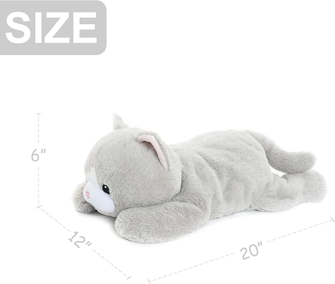 WEIGEDU Weighted Cat Stuffed Animal Plush Toy with Embroidered Eyes and Removable Weight Pack - 20 Inches, 2.3 lbs for Kids and Adults