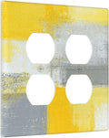 Outlet Covers Retro Modern Gray Yellow Ombre Abstract Art 2 Gang Decorative Light Switch Cover Double Duplex Wall Plates Switch Plates Electrical Socket Covers for Bathroom Bedroom Decor