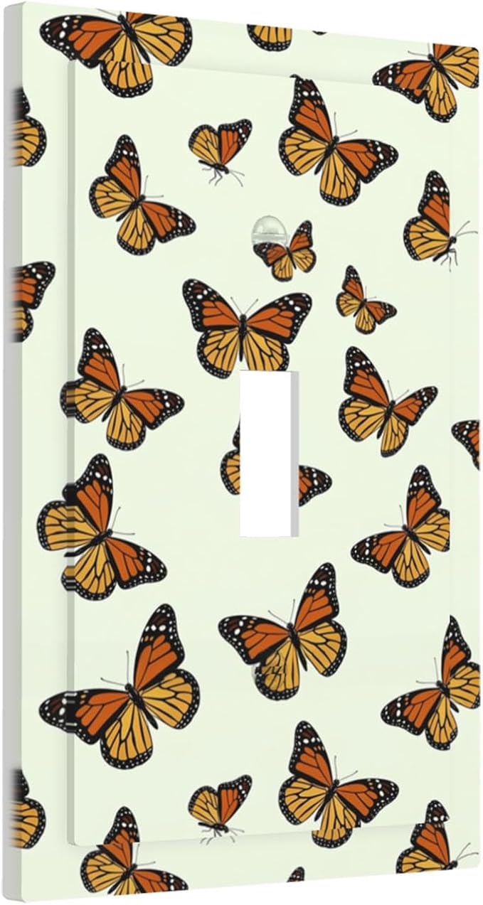 Monarch Butterfly 1-Gang Toggle Light Switch Plate, Butterfly Migration Vibrant Orange Whimsical Garden Decorative Wall Plate for Girls Room