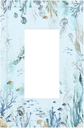 Decorative Outlet Covers Teal Blue Ocean Sea Turtle Seabed Plants 1 Gang Single Rocker Light Switch Cover Plate Wall Plates GFCI Faceplate for Bathroom Kids room Decor