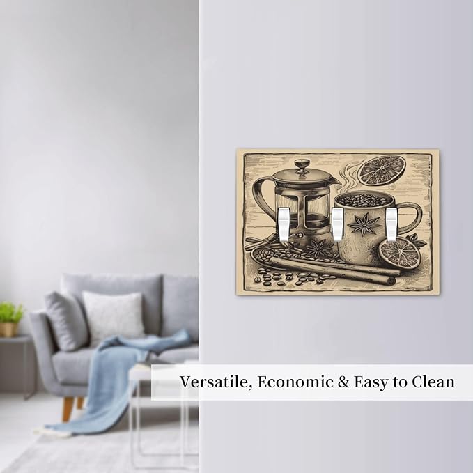 Light Switch Cover Plate Beige Vintage Rustic Coffee Beans Spice 3 Gang Triple Toggle Decorative Switch Plates Wall Plates Electrical Switchplate Faceplate for Kitchen Coffee Bar Decor