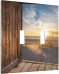 Sun Beach Grass Ocean Landscape 2 Gang Light Switch Plate Decorative Double Toggle Wall Plate Farmhouse Western Brown Barn Door Receptacle Switchplate Decorate for Home Living Room Bedroom