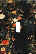 Vintage Orange Pink Black Roses Floral Flower Decorative Light Switch Cover 1 Gang Single Toggle Device Electrical Faceplate Switchplates Decorator Outlet Wall Plate for Farmhouse Bedroom Decor