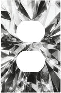 Sparkling Diamond Cut Duplex Wall Plate - 1-Gang Standard US Size Crystal Glam Outlet Covers for Living Room Bedroom Bathroom Decor