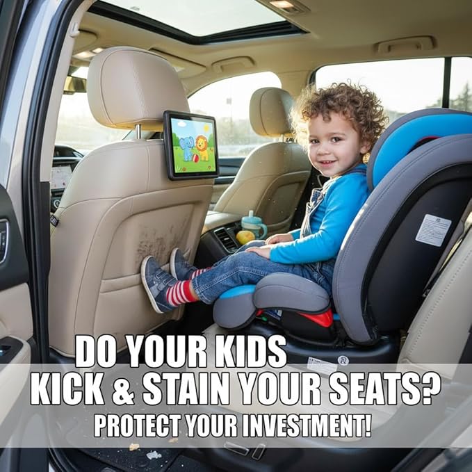 TAIKOO Seat Back Protector + Large Capacity Pocket Storage Organizer,Preventing the Impact of Children Stepping on the Seat Backrest (Blue)