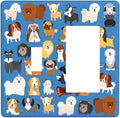 Cute Animal Dogs Puppy Decorative Outlet Cover 1 Toggle 1 Rocker Light Switch Plate Cover Electricity Receptacles Plates For Home Kitchen Living Bedroom 4.5 * 4.5