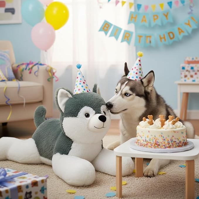 MorisMos Husky Stuffed Animal 28" Dog Stuffed Animal Husky Plush Stuffed Puppy Toy Dogs for Kids Stuffed Animals Plushie Dog Pillow Gift for Kids Boys Girls Birthday Christmas