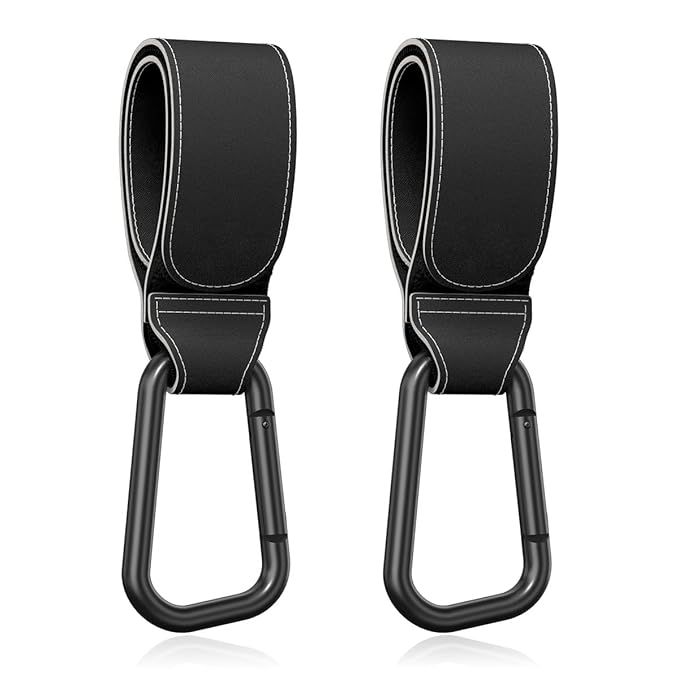 Baby Stroller Hooks for Hanging Bags, Universal Stroller Clips Accessories, Mommy Hook for Diaper Bag, Shopping Cart, Purse, Backpack - 2 Pack, Black