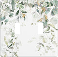Green Leaves Watercolor Double Light Switch Cover Plates Decorative 2 Gang Wall Plate Double Toggle Lightswitch Cover