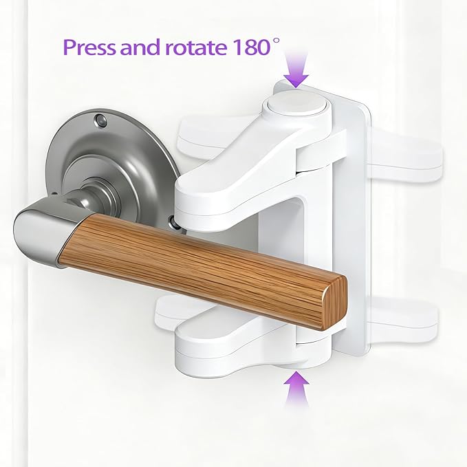 Child Safety Door Handle Locks (2-pack) - Baby Proofing door handle locks to prevent infants and toddlers from accidentally opening doors.