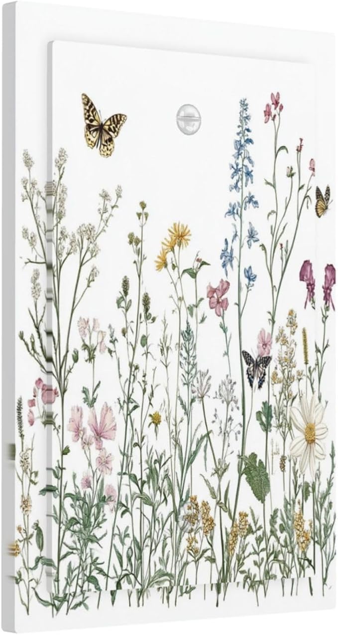 Light Switch Cover Plate Rustic Wildflowers Butterfly Colorful Floral 1 Gang No Device Blank Electrical Wall Plates Faceplate Decorative Switch Plate For Bed Room Living Room Decor