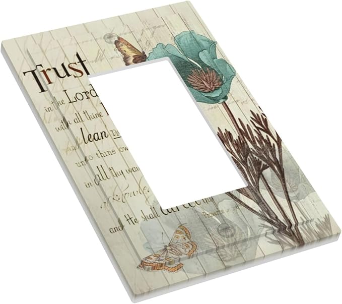 Rustic Elegant Teal Tulip Bible Inspirational Quote Decorative Outlet Covers 1 Gang Single Rocker Light Switch Cover Plate Wall Plates GFCI Faceplate for Farmhouse Bedroom Decor