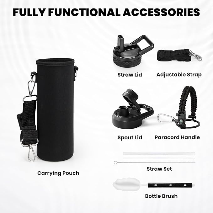 RAYMYLO Insulated Water Bottle 20 oz, Triple Wall Vacuum Stainless Steel (Cold for 24Hrs, Hot for 12Hrs), Leak Proof & Non-BPA, Kids Water Bottle Jug for School with Straw Spout Lids