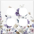 Purple Watercolor Flower Floral Butterfly Outlet Covers 2 Gang Double Duplex Decorative Light Switch Covers Electrical Wallplates Socket Faceplate for Bedroom Living Room Decor