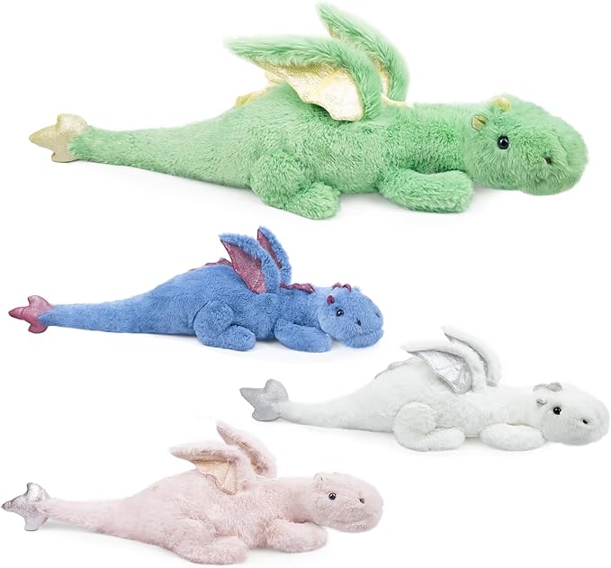 Green Dragon Stuffed Animal 2Lbs 27.5", Small Soft Dragon Plush Toy for Kids and Adults, Sturdy Fluffy Plushie Pillow for Comfort and Relaxation