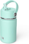OISIZ Kids Water Bottle with Straw Lid 10oz, Vacuum Insulated 316 Stainless Steel Water Bottles for Kids for School, Leakproof Water Bottle, BPA Free and Keep Cold for 24 Hours