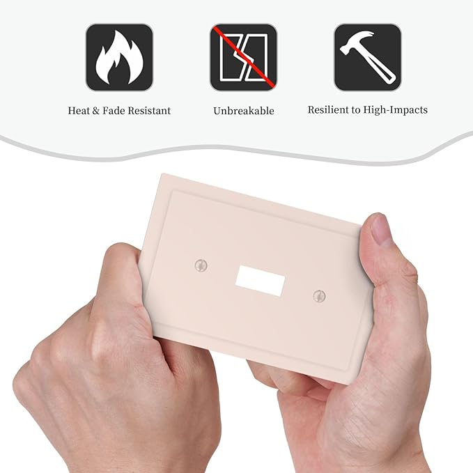Beige 1 Gang Light Switch Cpver Outlet Covers Decorative Single Toggle Wall Plate Electrical Switchplate Faceplate