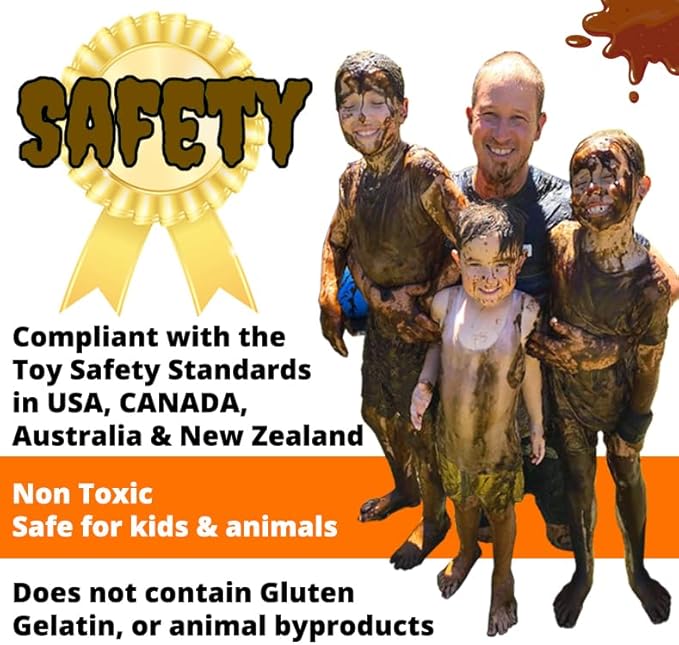 Instant MUD for Wrestling, Pies, Balloons & Fun Run Obstacles. Just Add Water to Powder. Makes 60 GALLONS of Safe, Clean, Fake Mud. Bulk for Pools, Messy Games & Slime Guns