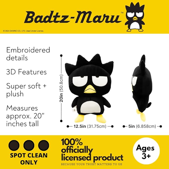 Badtz Maru Bedding Super Soft Cozy Decorative Cuddle Pillow, (Officially Licensed Product) By Franco Collectibles