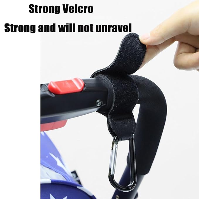 PandaEar 3 Pack Universal Stroller Hooks for Bags, Heavy Duty Stroller Organizer Hooks for Shopping Bags, Purses, Baby Bags, Adjustable Stroller Accessories(Black)